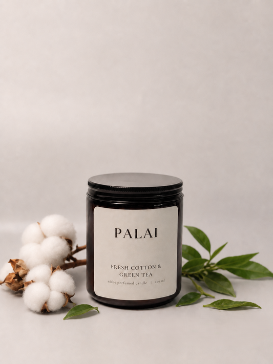 Aroma candle FRESH COTTON & GREEN TEA